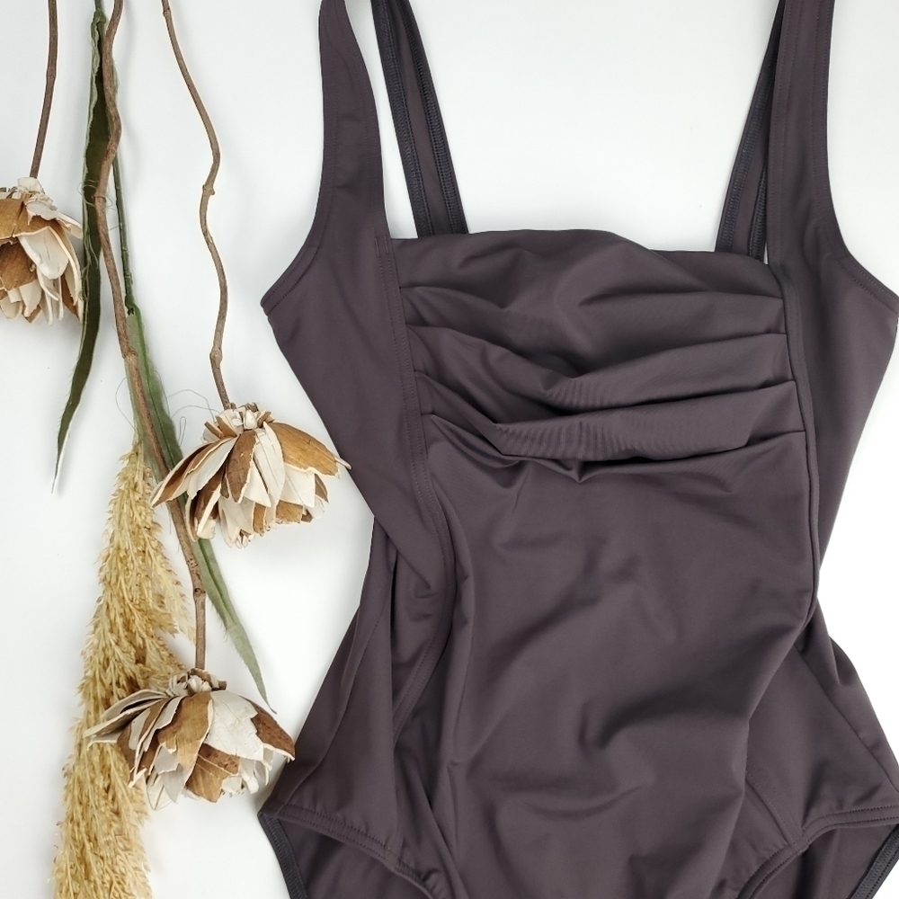 Calvin Klein Charcoal Wine One Piece Swimsuit 6 - Picture 2 of 11